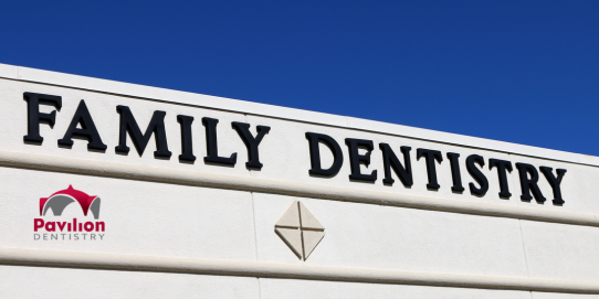 Family dentist at Pavilion Dentistry examining a young patient during a routine dental checkup
